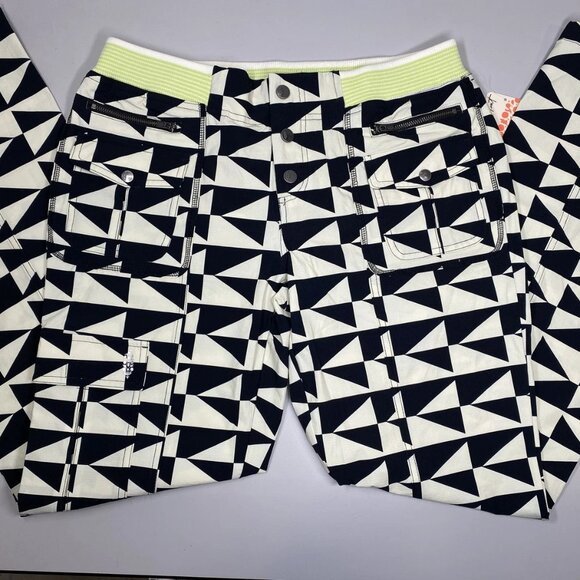 Free People Women’s Off The Grid Wide Leg Pants Size M Black/Beige - Picture 1 of 8